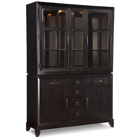 Complete China Cabinet with Contemporary Credenza and Hutch